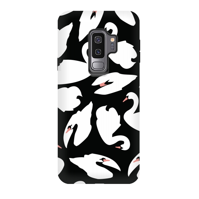 Galaxy S9 plus StrongFit White Swans On Black by Jelena Obradovic