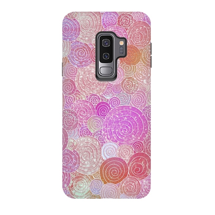 Galaxy S9 plus StrongFit Pink and rose gold circles and dots pattern by  Utart