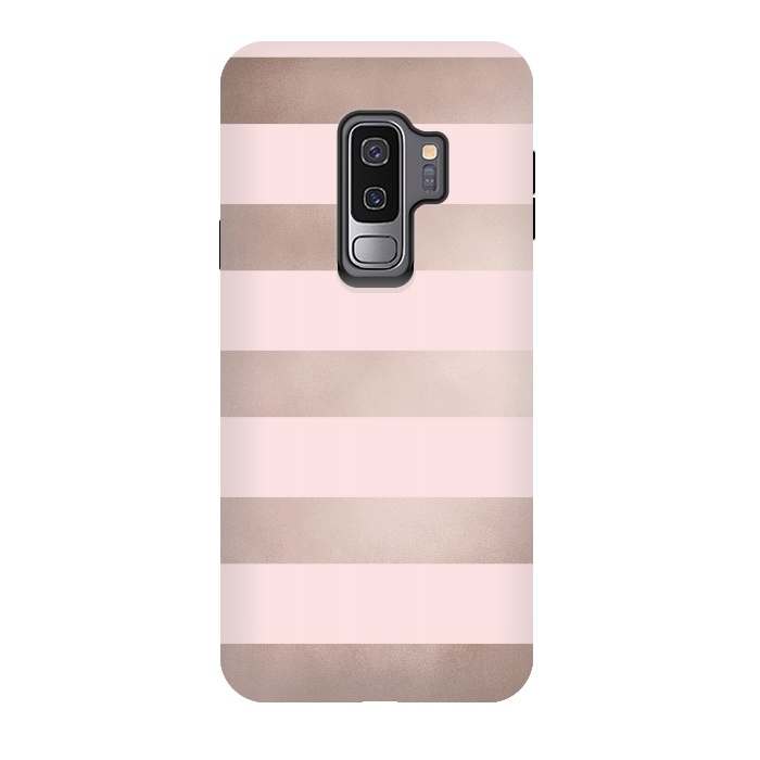 Galaxy S9 plus StrongFit Rose Gold Copper Stripes Pattern by  Utart