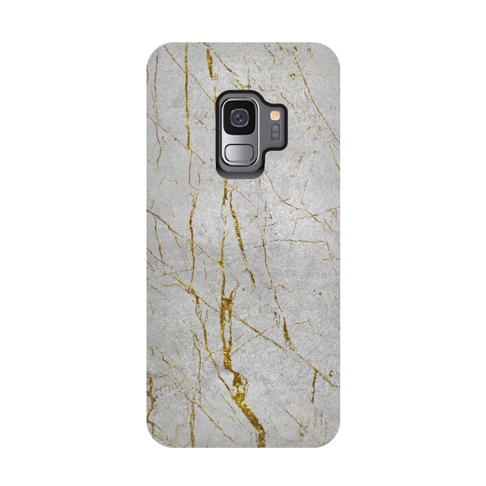 Galaxy S9 StrongFit Golden Marble Veins On Concrete 2 by Andrea Haase