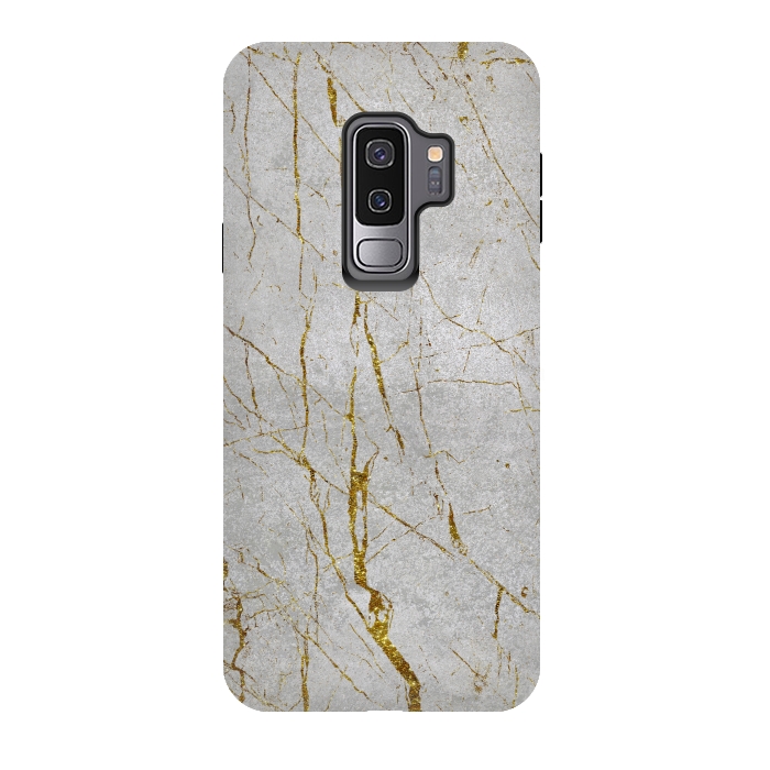 Galaxy S9 plus StrongFit Golden Marble Veins On Concrete 2 by Andrea Haase