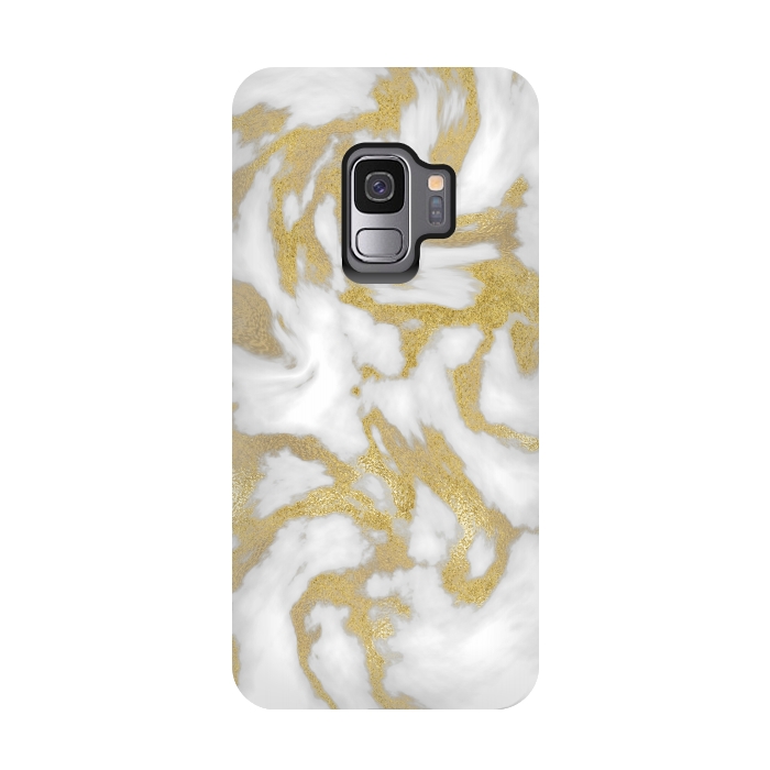 Galaxy S9 StrongFit White Gold Faux Marble by Andrea Haase