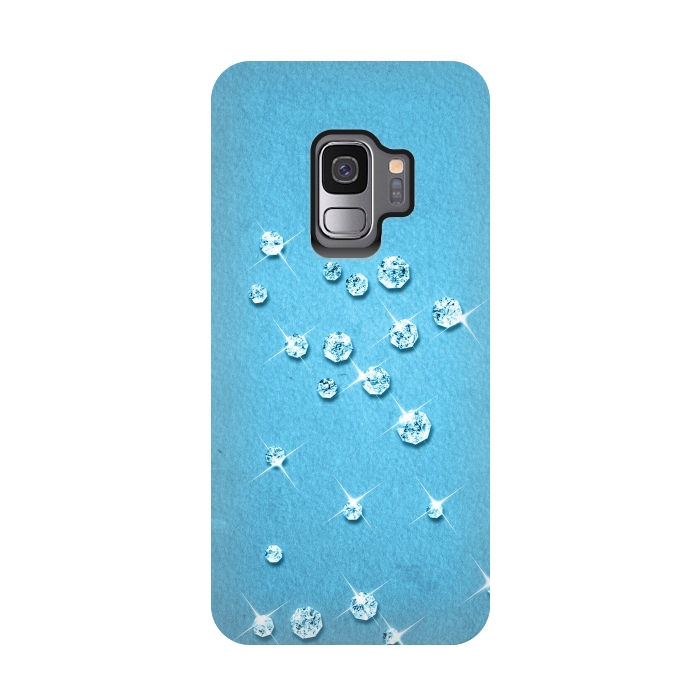 Galaxy S9 StrongFit Sparkling Rhinestones on Blue by Andrea Haase