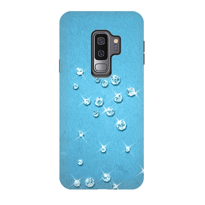 Galaxy S9 plus StrongFit Sparkling Rhinestones on Blue by Andrea Haase