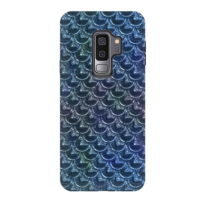Galaxy S9 plus StrongFit Shimmering Blue Metallic Scales by Andrea Haase