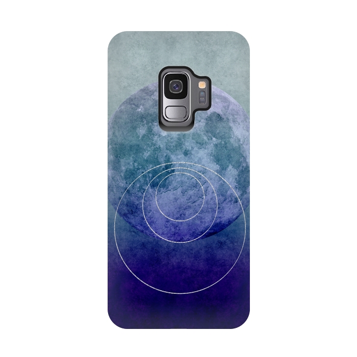 Galaxy S9 StrongFit Blue Abstract Moon by Andrea Haase
