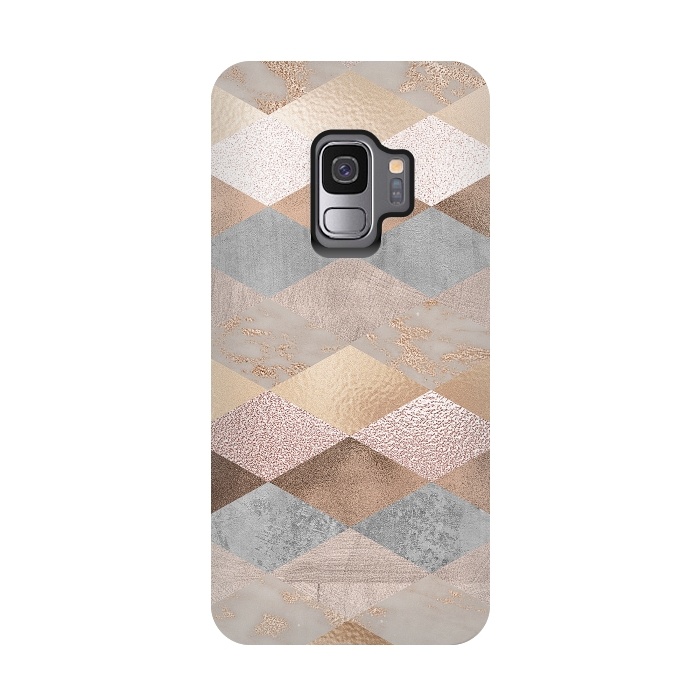 Galaxy S9 StrongFit Marble Rose Gold Argyle by  Utart