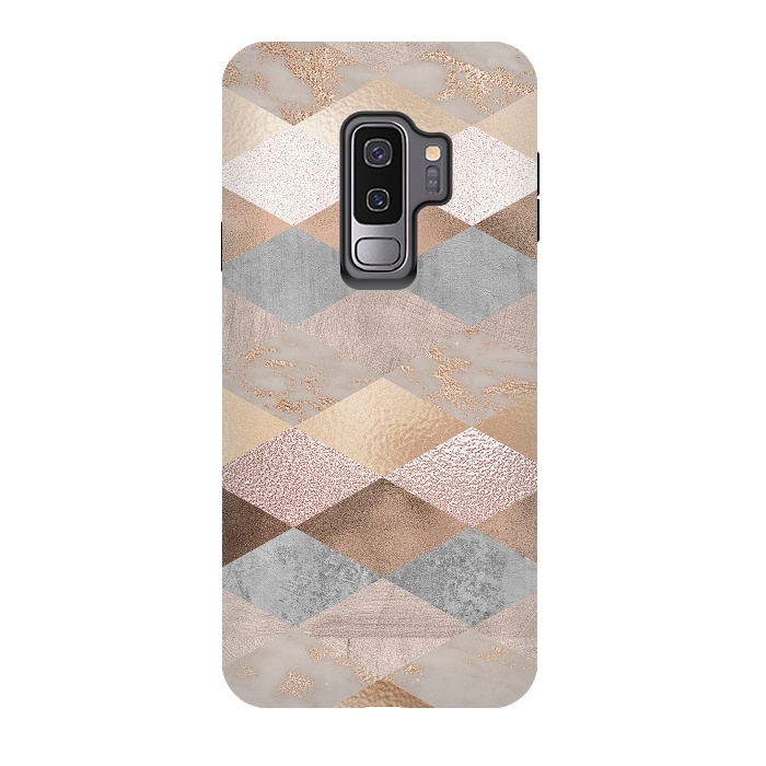 Galaxy S9 plus StrongFit Marble Rose Gold Argyle by  Utart