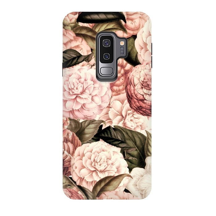 Galaxy S9 plus StrongFit Pink Vintage Camelia Pattern by  Utart