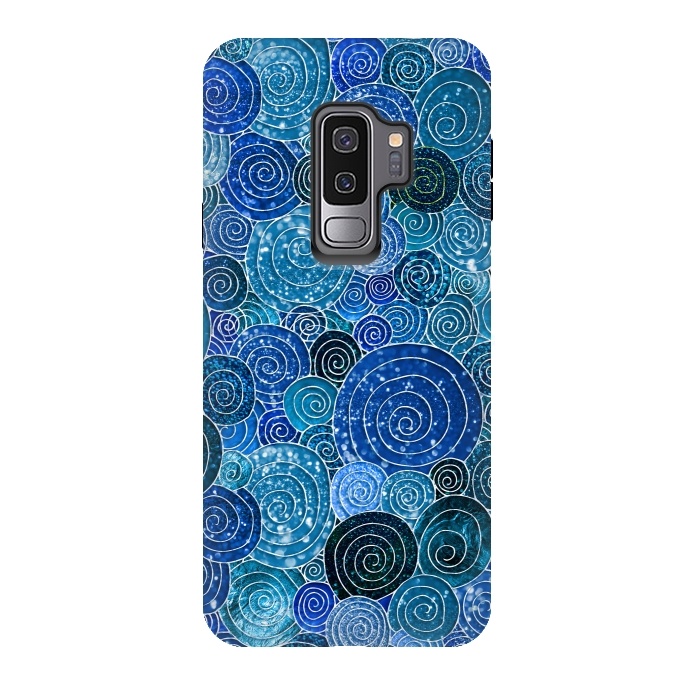 Galaxy S9 plus StrongFit Blue Glitter Circles Dance by  Utart