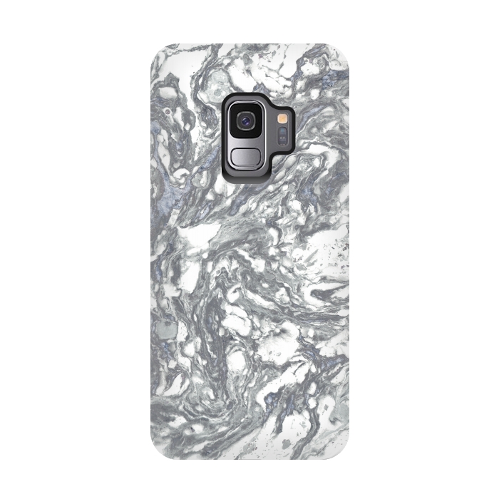Galaxy S9 StrongFit Grey Blue Marble by Andrea Haase
