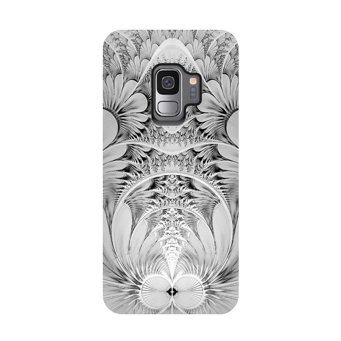 Galaxy S9 StrongFit Grey White Florish Fractal by Andrea Haase