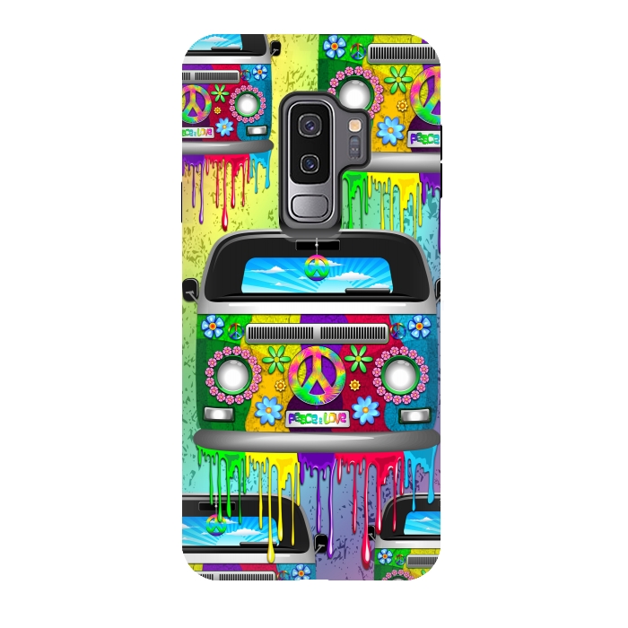 Galaxy S9 plus StrongFit Hippie Van Dripping Rainbow Paint by BluedarkArt