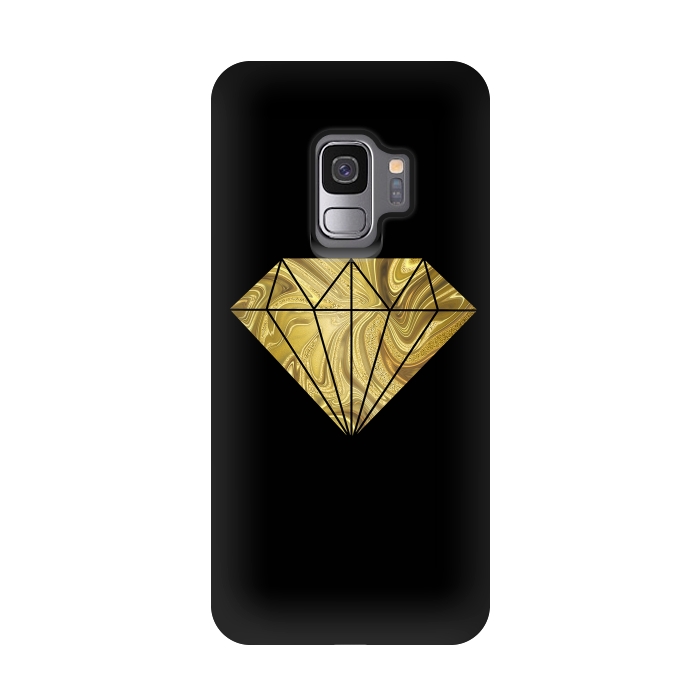 Galaxy S9 StrongFit Golden Diamond  Faux Glitter On Black by Andrea Haase
