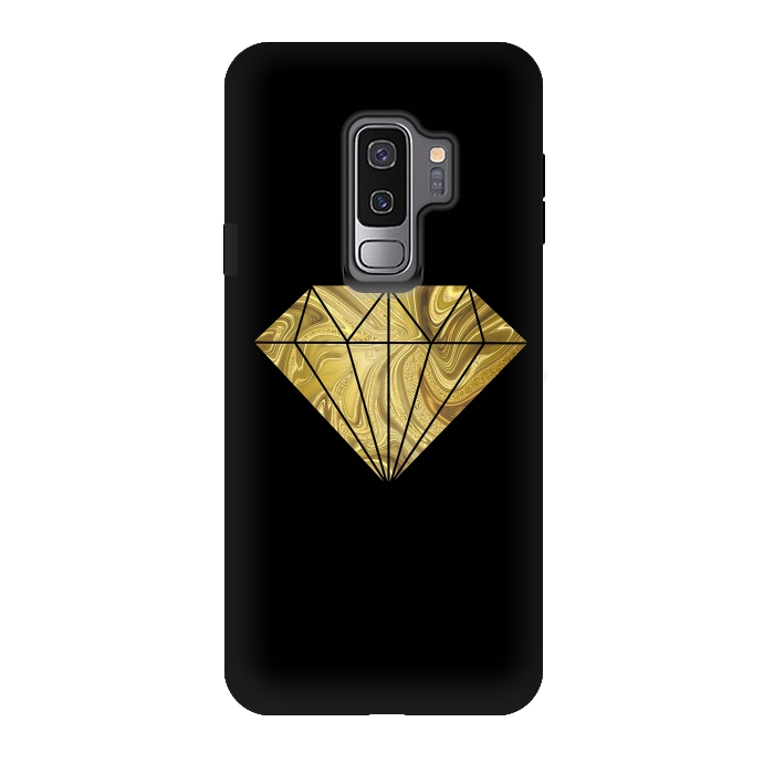 Galaxy S9 plus StrongFit Golden Diamond  Faux Glitter On Black by Andrea Haase