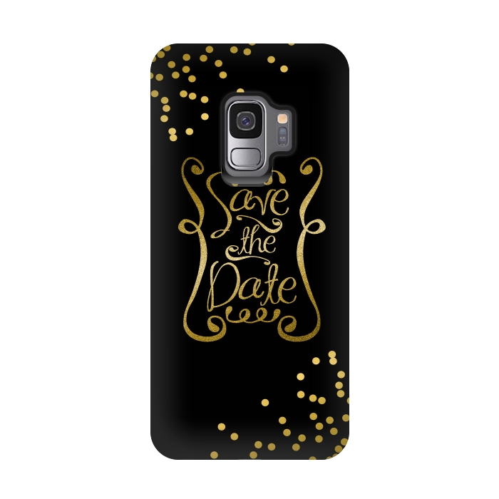 Galaxy S9 StrongFit Save The Date Golden Calligraphy by Andrea Haase