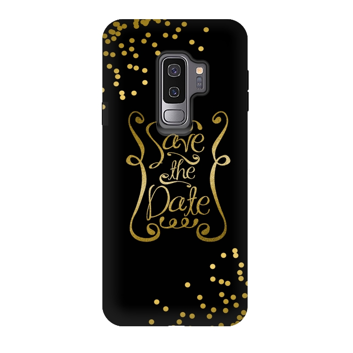 Galaxy S9 plus StrongFit Save The Date Golden Calligraphy by Andrea Haase