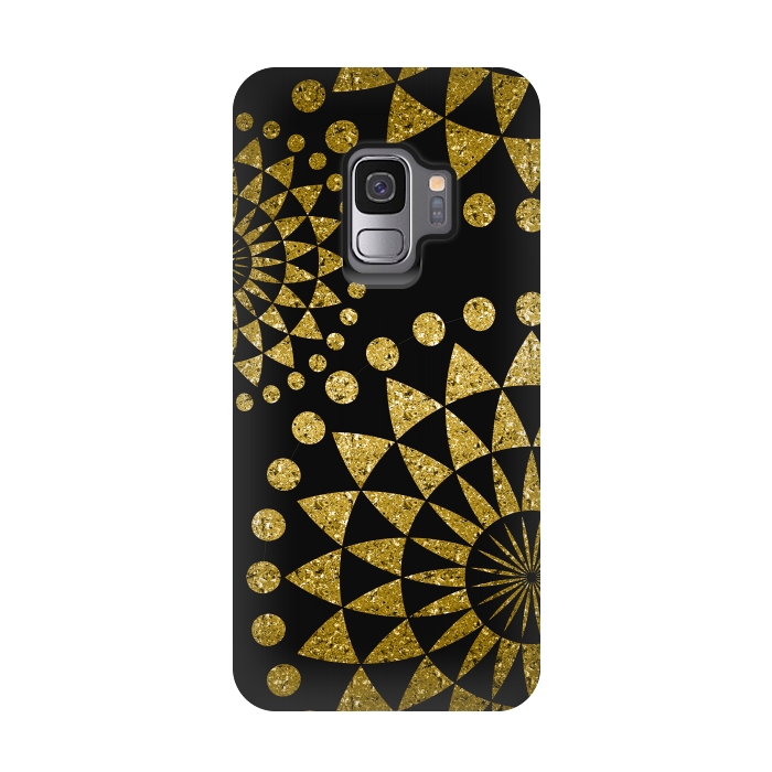 Galaxy S9 StrongFit Golden Sparkle Mandala by Andrea Haase