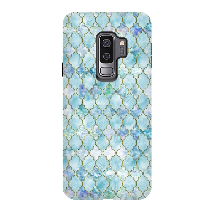 Galaxy S9 plus StrongFit Blue Moroccan Shapes Pattern  by  Utart