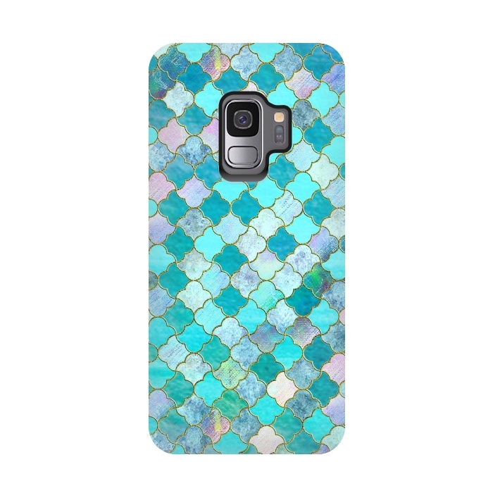 Galaxy S9 StrongFit Multicolor Teal Moroccan Shapes Pattern  by  Utart