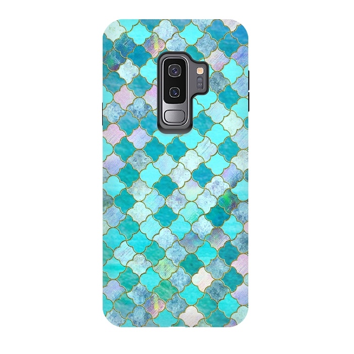 Galaxy S9 plus StrongFit Multicolor Teal Moroccan Shapes Pattern  by  Utart