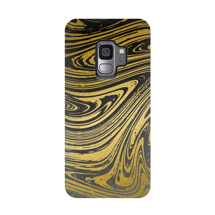 Galaxy S9 StrongFit Black Gold Marble 2 by Andrea Haase