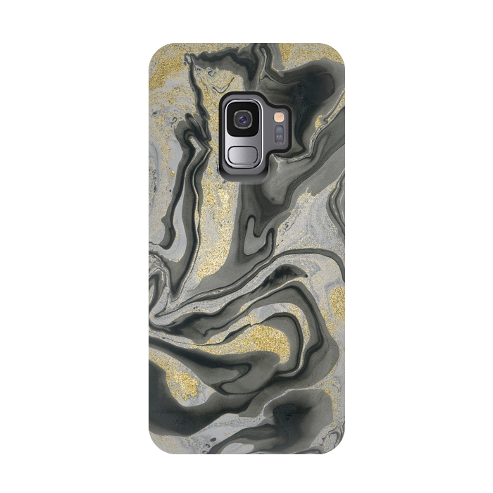 Galaxy S9 StrongFit Gold Black Gray Marble by Andrea Haase