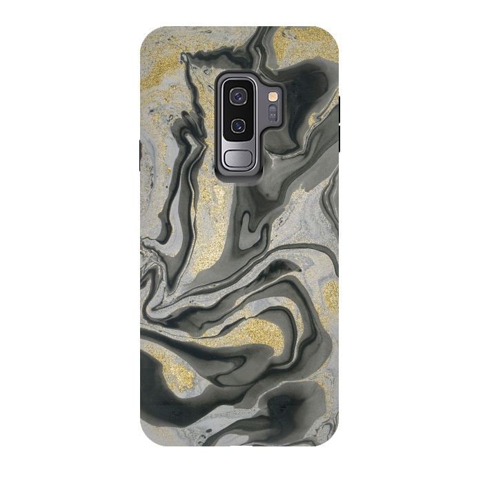 Galaxy S9 plus StrongFit Gold Black Gray Marble by Andrea Haase