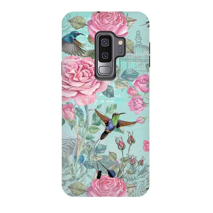 Galaxy S9 plus StrongFit Vintage Roses and Hummingbirds by  Utart