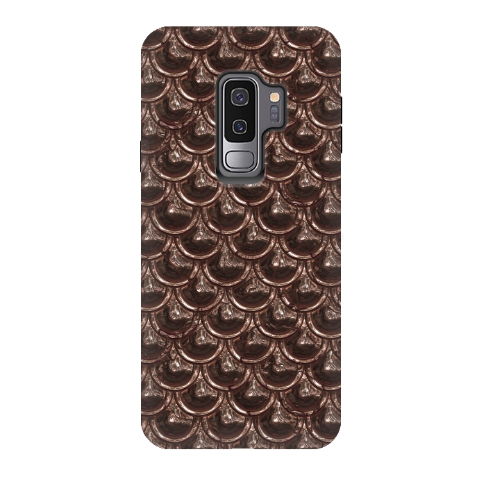 Galaxy S9 plus StrongFit Brown Copper Metal Scales by Andrea Haase