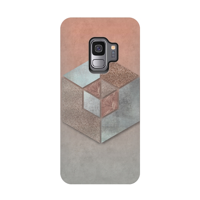 Galaxy S9 StrongFit Copper Gray Hexagon by Andrea Haase