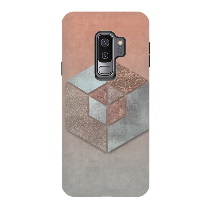 Galaxy S9 plus StrongFit Copper Gray Hexagon by Andrea Haase