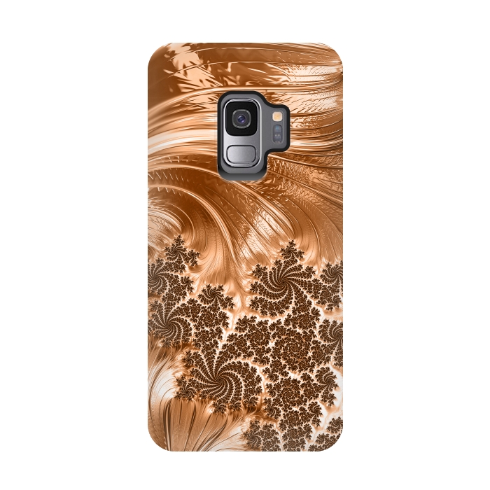 Galaxy S9 StrongFit Copper Floral Fractal by Andrea Haase