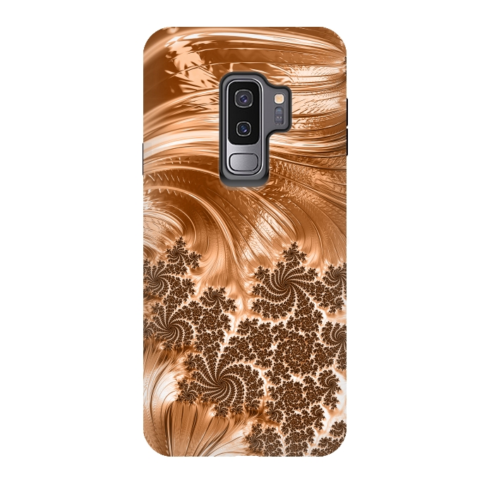 Galaxy S9 plus StrongFit Copper Floral Fractal by Andrea Haase
