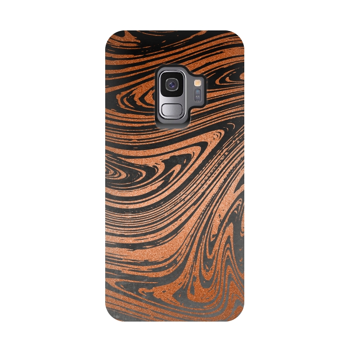 Galaxy S9 StrongFit Copper Black Faux Marble 2 by Andrea Haase