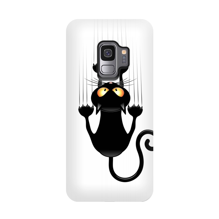 Galaxy S9 StrongFit Fun Cat Cartoon Scratching Wall by BluedarkArt