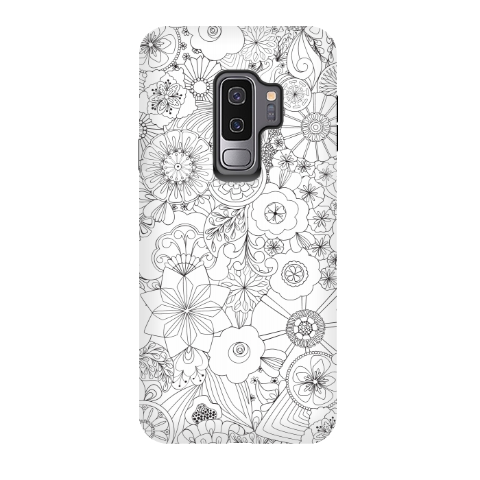 Galaxy S9 plus StrongFit 70s Blooms in Black and White by Paula Ohreen
