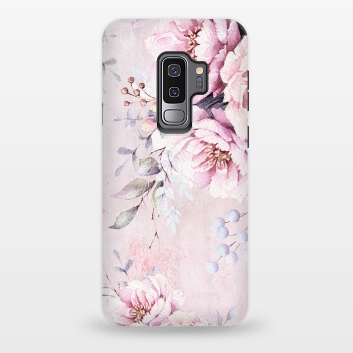 Galaxy S9 plus StrongFit Pink Watercolor Roses by  Utart