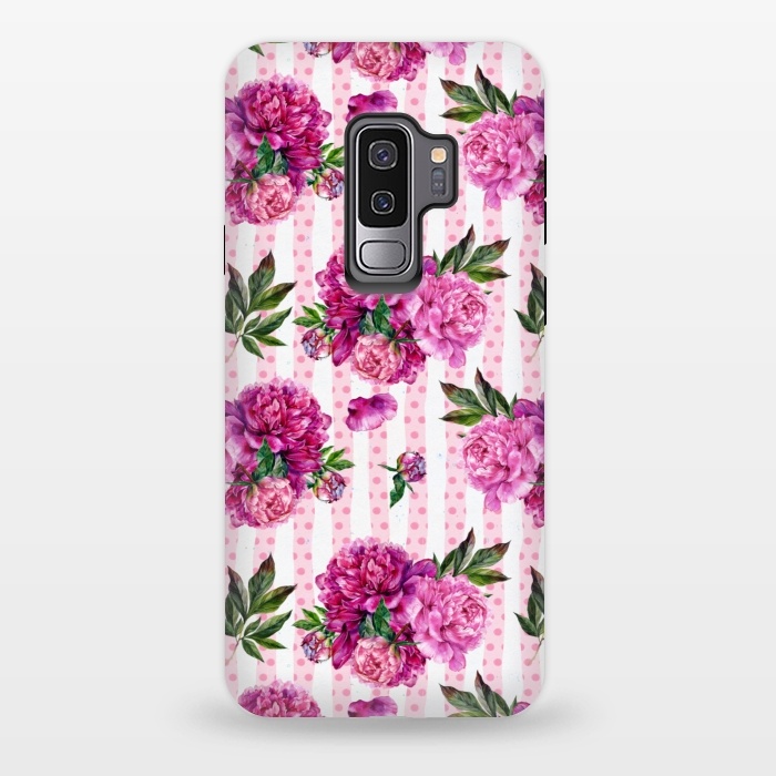 Galaxy S9 plus StrongFit Stripes and Peonies  by  Utart
