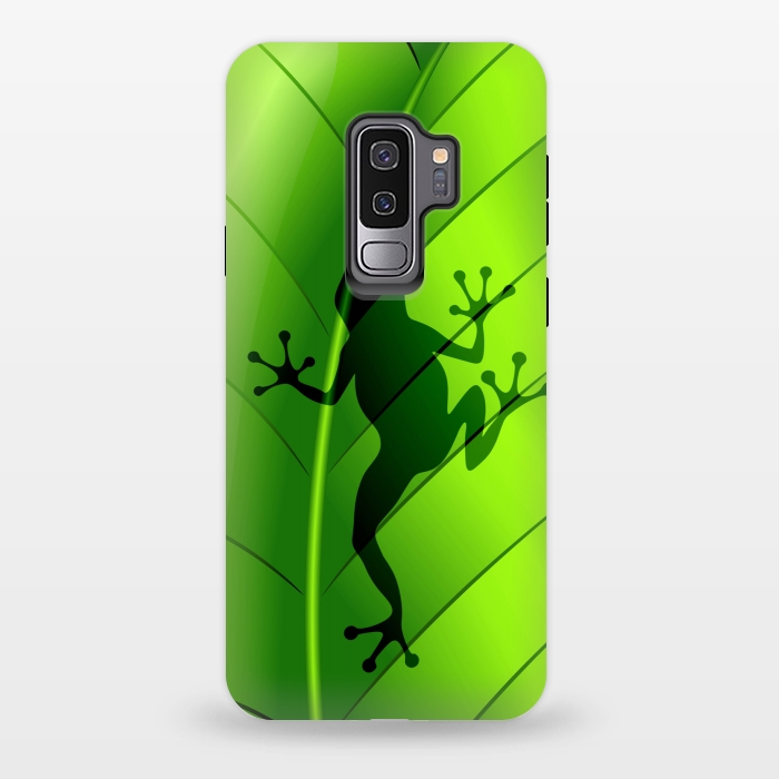 Galaxy S9 plus StrongFit Frog Shape on Green Leaf by BluedarkArt