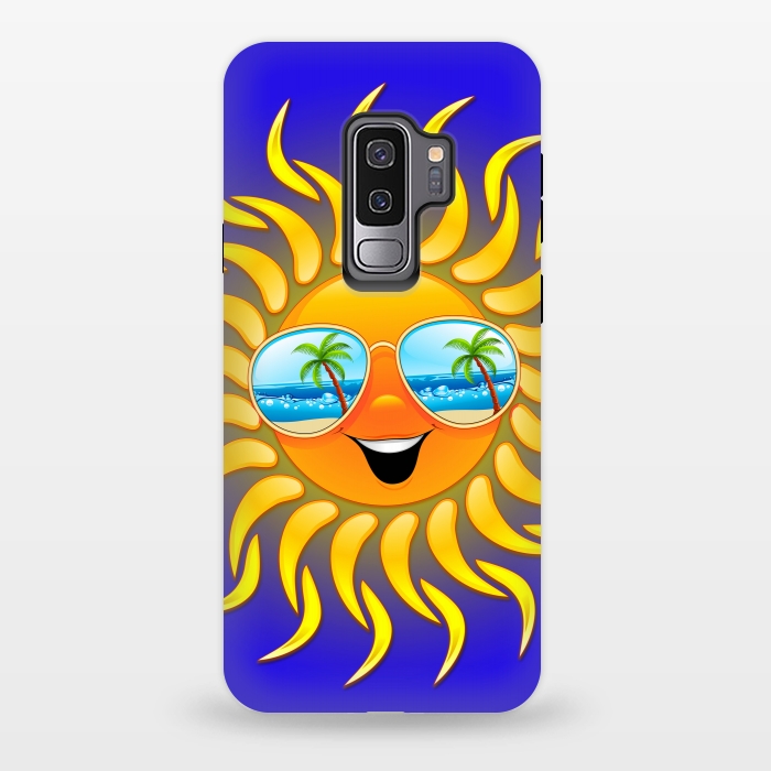 Galaxy S9 plus StrongFit Summer Sun Cartoon with Sunglasses by BluedarkArt