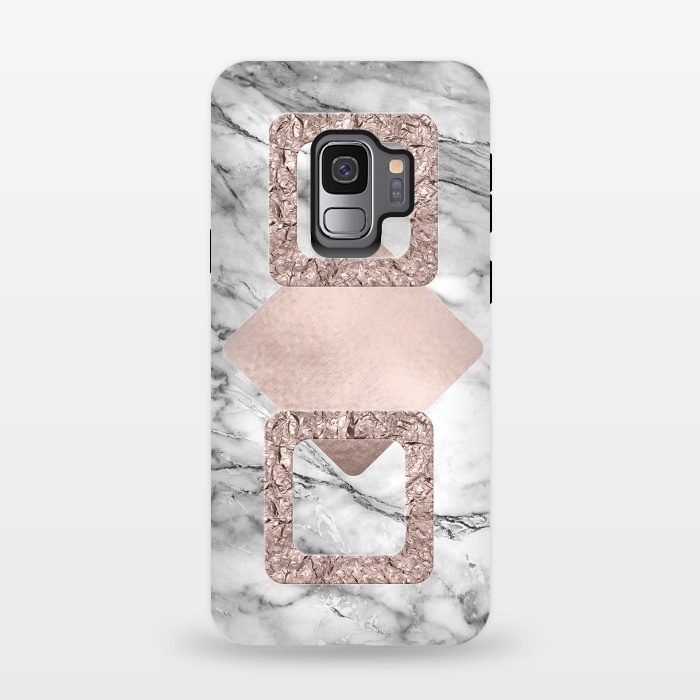 Galaxy S9 StrongFit Rose Gold Geometric Shapes on Marble by  Utart