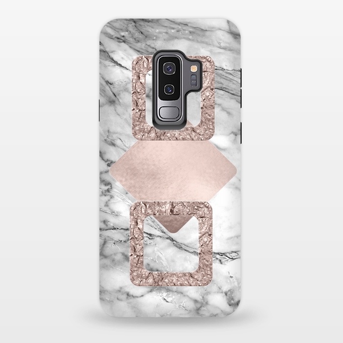 Galaxy S9 plus StrongFit Rose Gold Geometric Shapes on Marble by  Utart