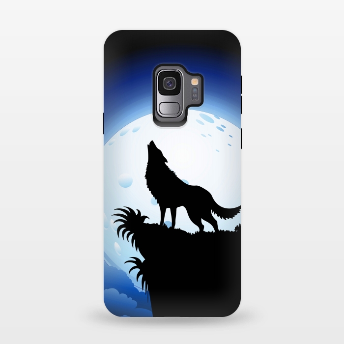 Galaxy S9 StrongFit Wolf Howling at Blue Moon by BluedarkArt