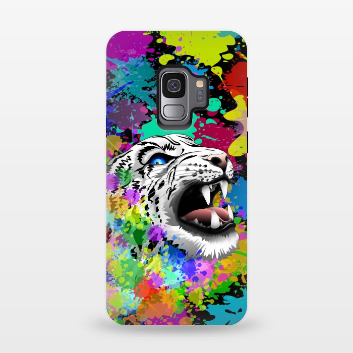 Galaxy S9 StrongFit Leopard Psychedelic Paint Splats by BluedarkArt