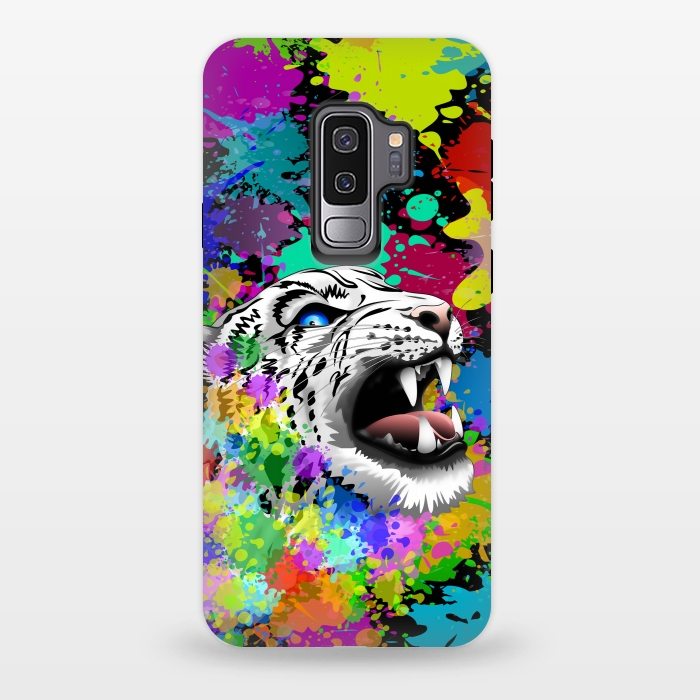 Galaxy S9 plus StrongFit Leopard Psychedelic Paint Splats by BluedarkArt
