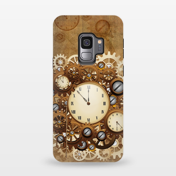 Galaxy S9 StrongFit Steampunk Clocks and Gears Vintage Style  by BluedarkArt
