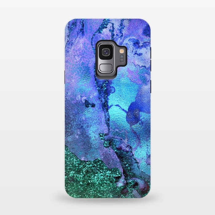Galaxy S9 StrongFit Blue and Green Glitter Marble by  Utart