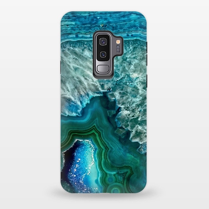 Galaxy S9 plus StrongFit Ocean Blue Glitter Agate by  Utart