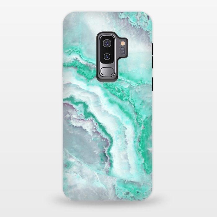 Galaxy S9 plus StrongFit Mint Green Veined Agate by  Utart